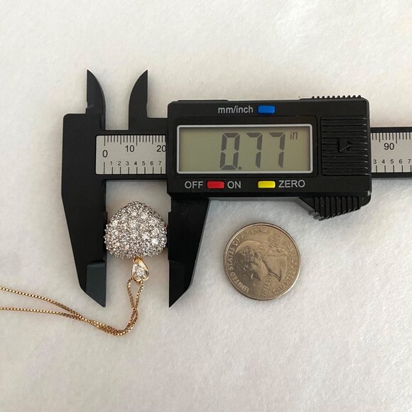 Gold Vermeil Sterling Silver 925 Pave Puffy Heart Locket Pendant Necklace 18" - Picture 16 of 16